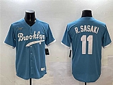 Men's Los Angeles Dodgers #11 Roki Sasaki Blue Throwback Stitched Jersey,baseball caps,new era cap wholesale,wholesale hats